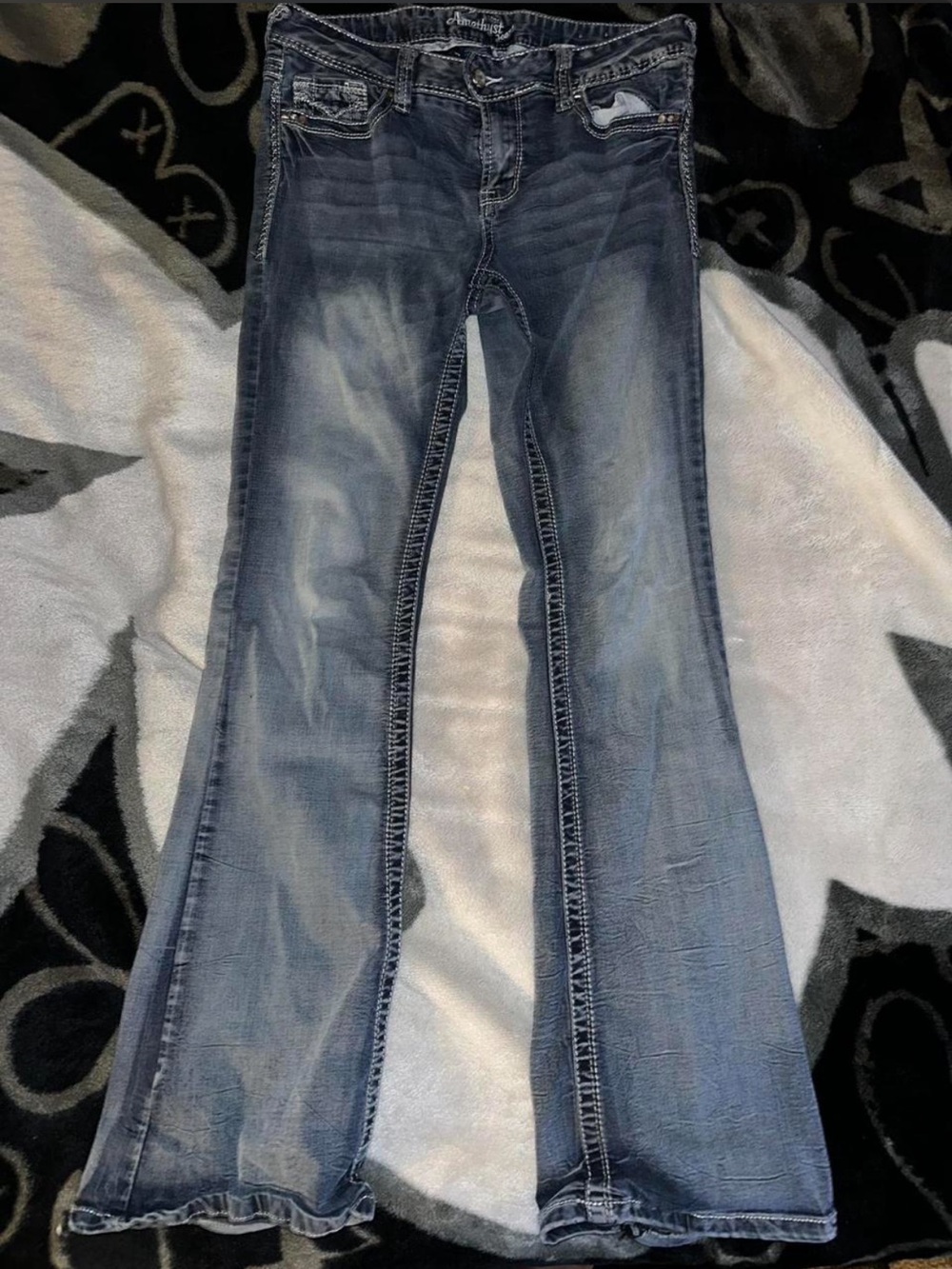 Amethyst Jeans Women's Faded Blue Flare Jeans